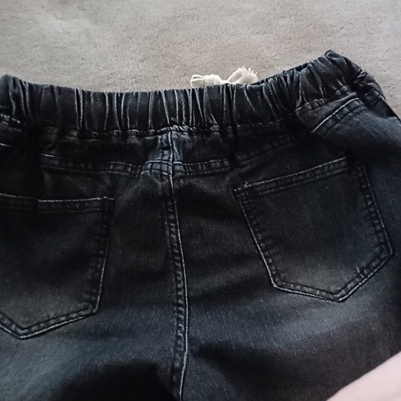 Faded Black Hi-Rise Distressed Destructed Elastic Waist Baggy Frayed Jeans Pants - Picture 3 of 15